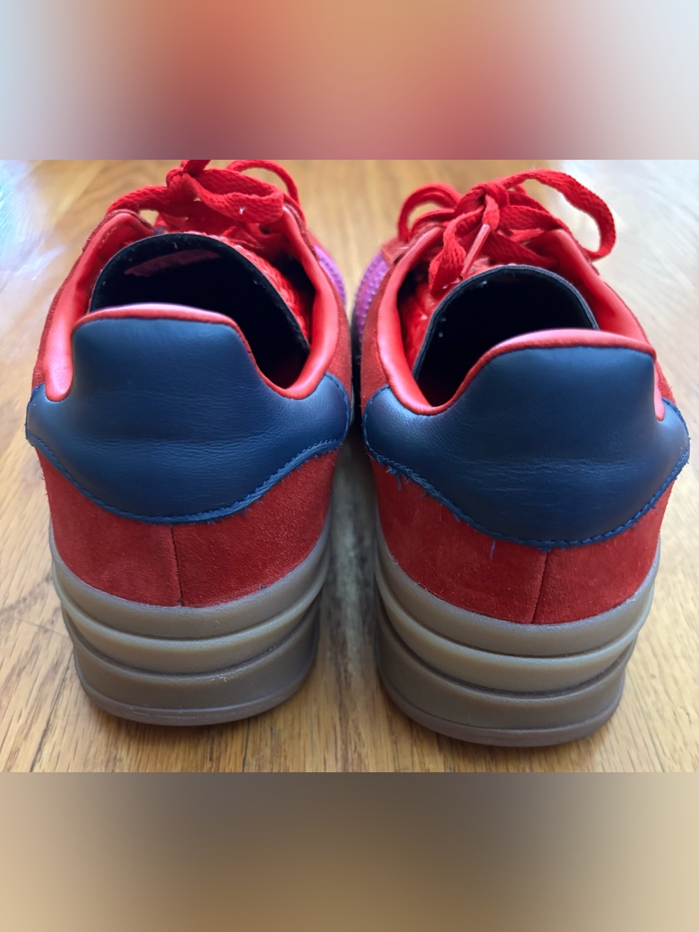 Adidas Gazelle Sneakers Women’s 8.5 Red/Pink/Blue Platform Suede JH9665 Shoe - Picture 5 of 7
